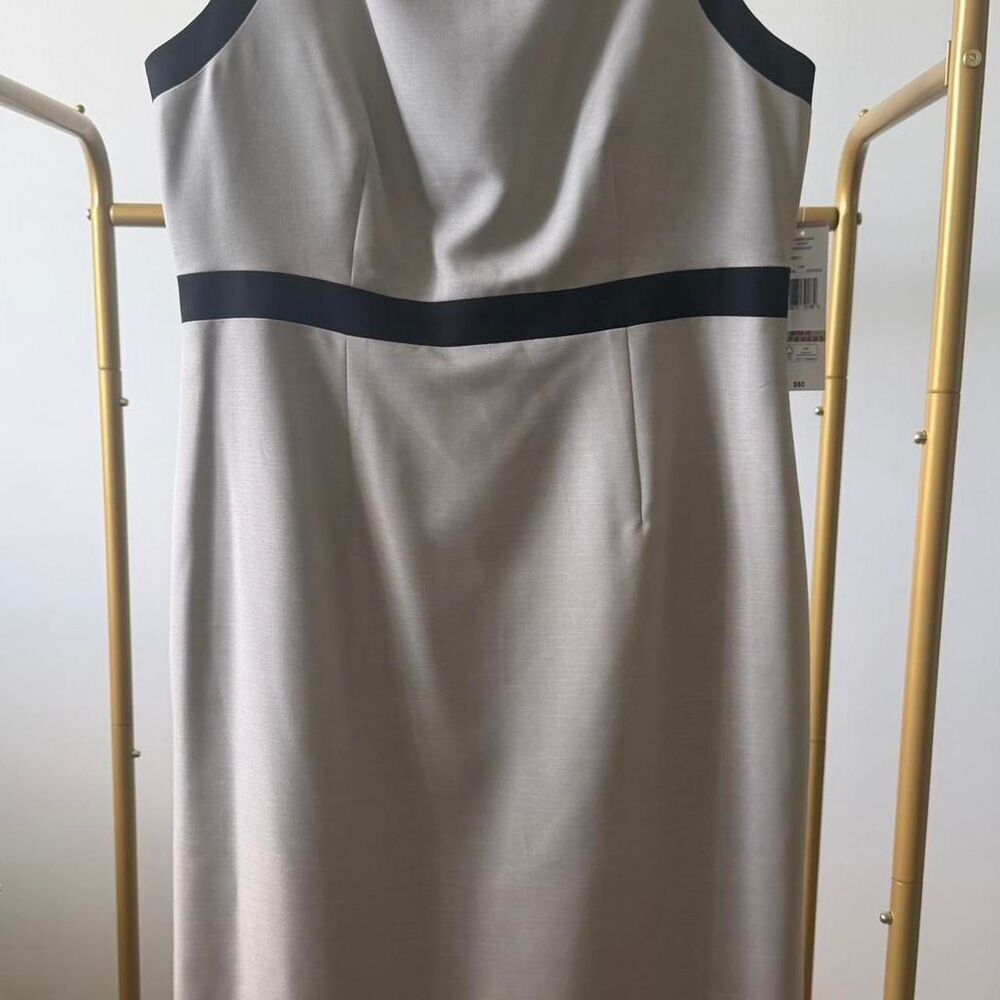 NWT Black Label Evan-Picone Interview Professional  Sheath Dress Taupe Black 12
